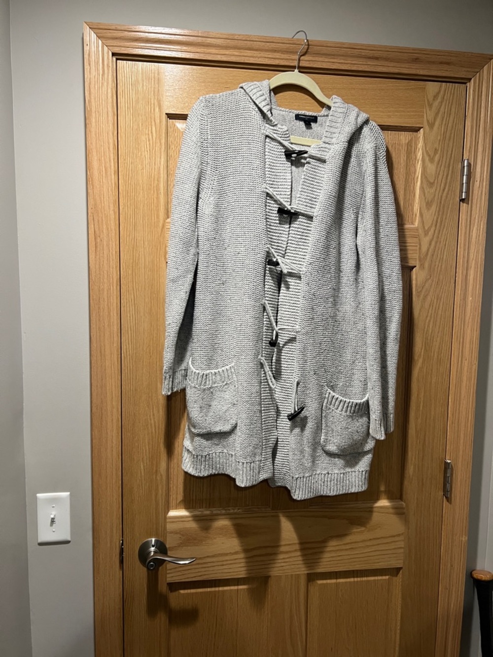 Banana Republic Light Gray Hooded Toggle Cardigan